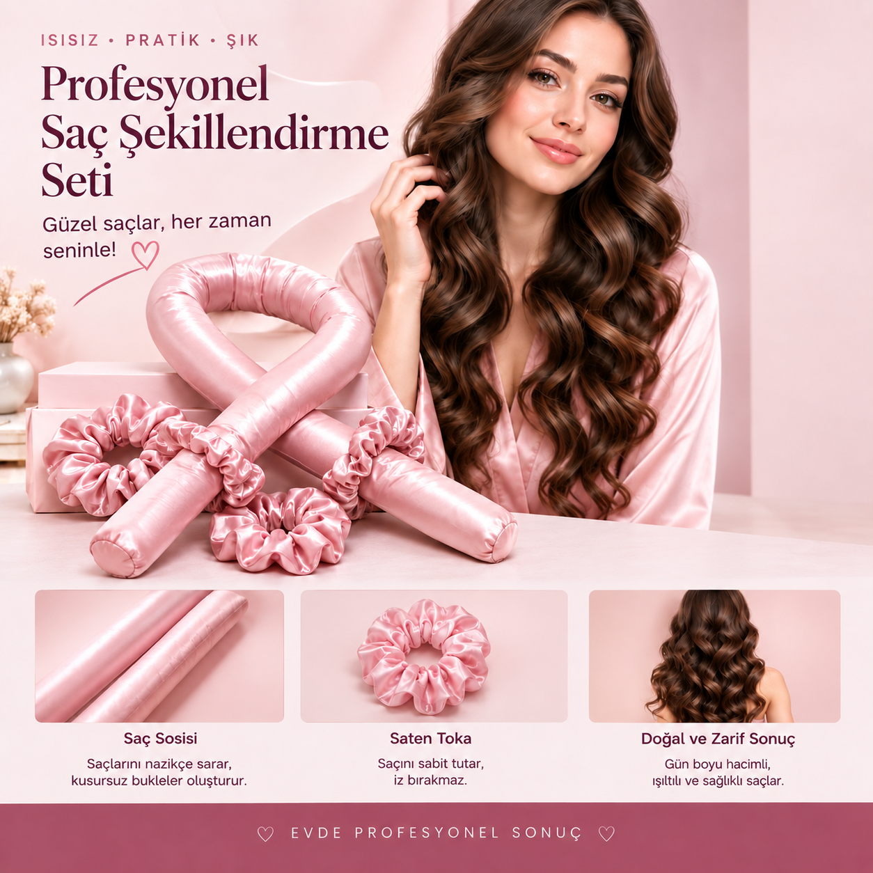 GoldVe Isısız Saç Şekillendirme Seti